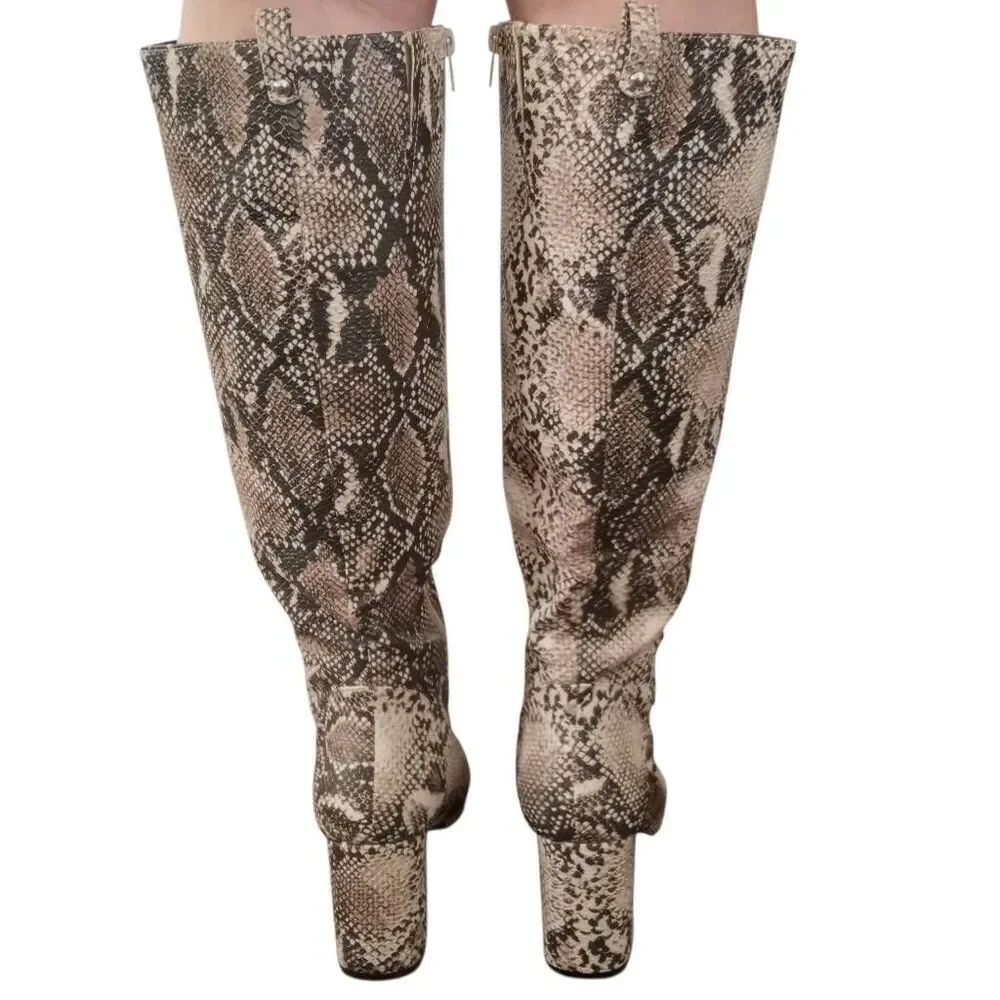 Qupid Snake Print Boots Taupe Sz.8 EUC.